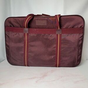 Vintage Givenchy Paris New York Burgundy Nylon Travel Weekender Suitcase Bag